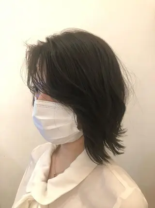 ミディアム 小顔カット前髪 顔周りカット林亮佑のヘアスタイル