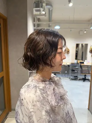 ショート パーマ anju.カット 透明感カラー/パーマのヘアスタイル