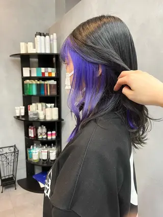 セミロング カラー 🎀♥️推しカラー tomoka💜🍭のヘアスタイル