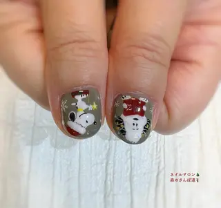 ネイル ショートネイル 森のさんぽ道のネイルデザイン