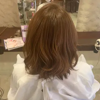 ミディアム カラー SUZUNO🤎ボブ レイヤー🫧顔周りのヘアスタイル
