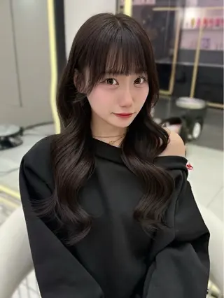 セミロング カラー 新宿/韓国ヘア 中明度カラー/かやのヘアスタイル