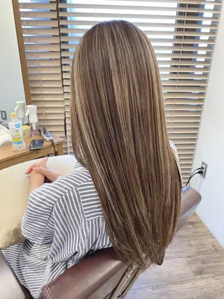 ロング カラー ハイライト⭐️上野 高広のヘアスタイル