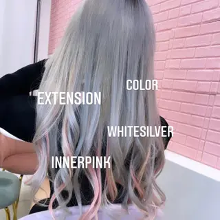 ロング カラー エクステ🩵ブリーチ 韓国ヘア🩵KAEのヘアスタイル