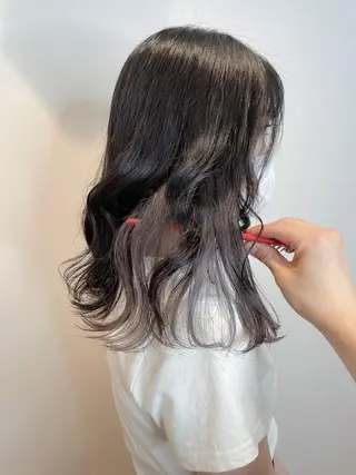ミディアム カラー ヘアアレンジ にいた　かづしげのヘアスタイル