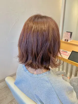 ミディアム カラー 酸性ストレート/ブリ ーチなしWカラー河本のヘアスタイル