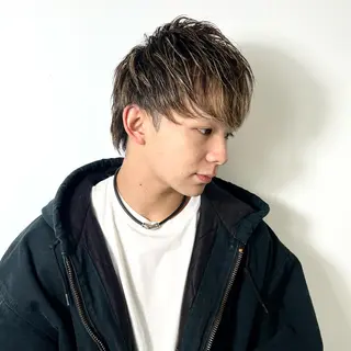 ミディアム カラー メンズ 柏メンズカットパーマ NO.1タイチのヘアスタイル