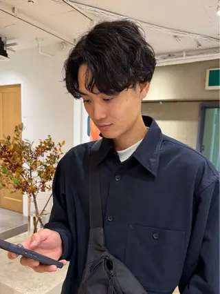 ミディアム パーマ メンズ シャドウパーマ 田形清流のヘアスタイル