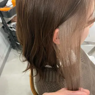 ミディアム カラー パーマ ヘアアレンジ メンズ キッズ ネイル マツエク・マツパ 切りっぱなしヘアボブ ミディアムヘアRYOのヘアスタイル
