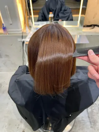 ミディアム 縮毛矯正×艶髪カラー 髪質改善/三ツ木のヘアスタイル