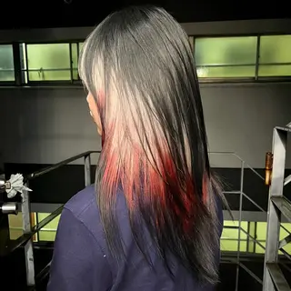 カラー ウルフ/レイヤー/ ブリーチカラーのヘアスタイル