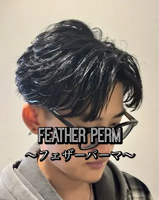 パーマ メンズ センターパート/フェ ザー🔥SHUYAのヘアスタイル