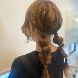 ロング ヘアアレンジ 艶暖色カラー🍒 縮毛矯正ほののヘアスタイル