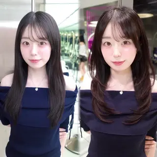 セミロング がわ/ハイレイヤー /ハイトーンカラーのヘアスタイル
