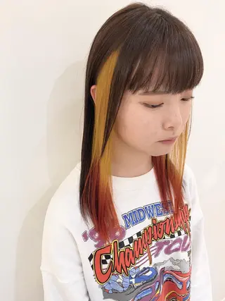 ミディアム カラー シールエクステ×美髪 改善/ヨシモトカンジのヘアスタイル