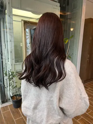 ロング カラー 酸性ストレート/ 暖色カラー/ココネのヘアスタイル