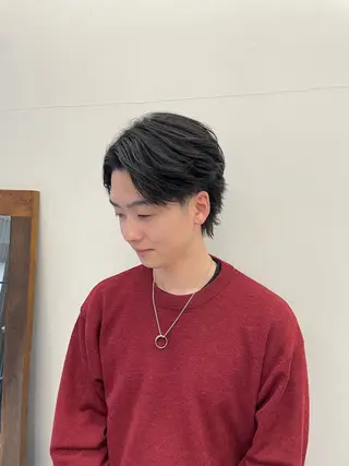 メンズ 慎太朗/パーマ/ボブ /センターパートのヘアスタイル