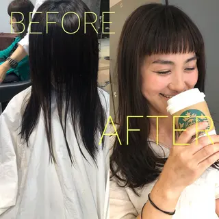 セミロング 縮毛矯正セミナー講師 ヨコモリユウキのヘアスタイル