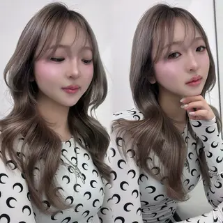 カラー 韓国ヘア💖Wカラー 💖透明感カラー💖のヘアスタイル
