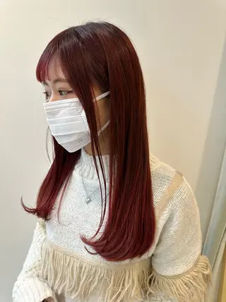 セミロング カラー 小顔レイヤー/ ベージュ🤍Rieのヘアスタイル
