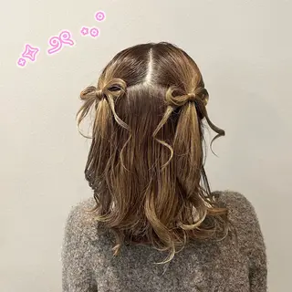 ヘアアレンジ 顔周り/ガーリー /ヘアメ/あつはのヘアスタイル