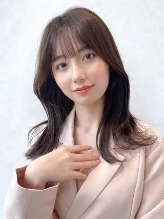 セミロング カラー 顔周り/くびれヘア 韓国ヘア💕風間るなのヘアスタイル