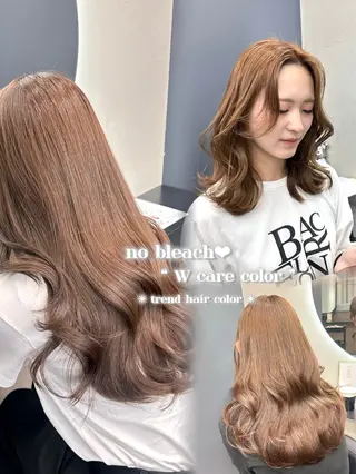 ロング カラー ヘアアレンジ 新宿⌇韓国風ヘア ⌇透明感カラーのヘアスタイル