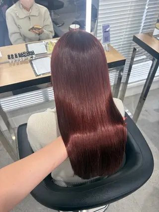 ロング カラー 💗愛され暖色💗 ピンク/レッド💗のヘアスタイル