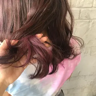 セミロング カラー オリーブ/アッシュ やわらか透明感カラーのヘアスタイル