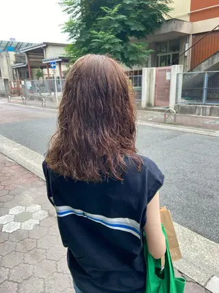 ミディアム カラー パーマ 田中 あやなのヘアスタイル