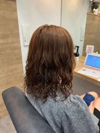 セミロング パーマ 縮毛矯正/エクステ /艶カラー/ヘアメのヘアスタイル