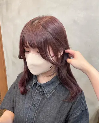 セミロング カラー ヘアアレンジ 【ピンク/韓国ヘア/ ヘアセット】亜海のヘアスタイル