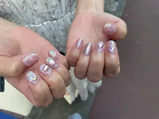 ネイル はばすみれ🎀ﾈｲﾙ 光ﾌｪｲｼｬﾙ ﾍｱのネイルデザイン