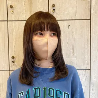 セミロング カラー 似合わせレイヤー/ Wカラー🧸こころのヘアスタイル