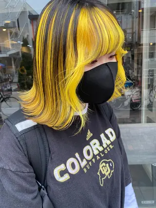 ミディアム カラー パーマ ヘアアレンジ メンズ キッズ ネイル mana 暖色カラーカットのヘアスタイル