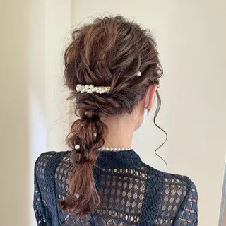 セミロング ヘアアレンジ サソウ ユリエ🥥のヘアスタイル