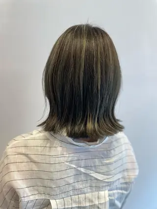 ミディアム 髪質改善✨透明感カラ ー🌈シエルブルーのヘアスタイル
