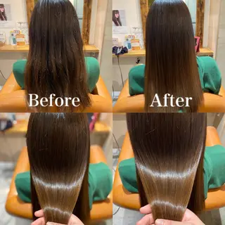 セミロング カラー 髪質改善×矯正🫧 韓国ヘアasamiのヘアスタイル