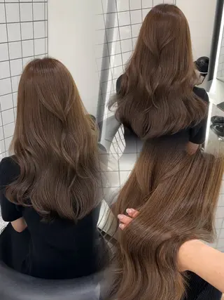 ロング カラー ブリーチなしヘーゼル 🤎透明感カラー 唯のヘアスタイル