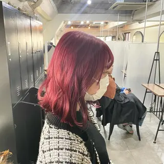 ミディアム カラー パーマ ヘアアレンジ メンズ キッズ ネイル マツエク・マツパ 切りっぱなしヘアボブ ミディアムヘアRYOのヘアスタイル