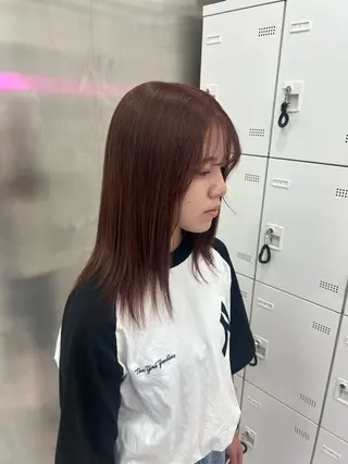 ミディアム カラー 💖似合わせカラー レイヤー💖縮毛矯正のヘアスタイル