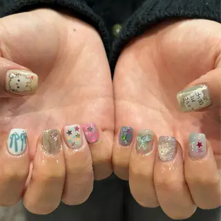 ショート 0203ムニムサン 💙Honokaのネイルデザイン