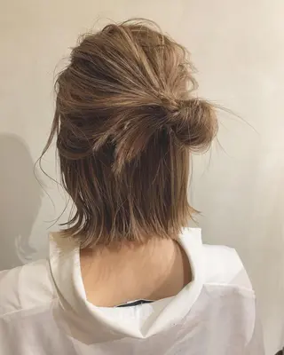 ミディアム 髪質改善、縮毛矯正 酸性縮毛矯正のヘアスタイル