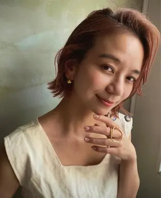 ショート カラー パーマ ヘアアレンジ maho🤍透明感 カラー/顔周りcutのヘアスタイル