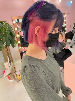 ショート カラー ヘアアレンジ 🩶【推しハイトーン 】yuzu🩶のヘアスタイル
