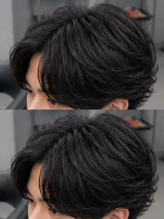 ミディアム パーマ ヘアアレンジ メンズ 🔥ニュアンス フェザー小林海斗🔥のヘアスタイル