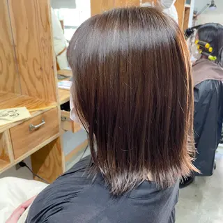 ミディアム カラー パーマ ヘアアレンジ 暖色ボブ 🍊rikakoのヘアスタイル