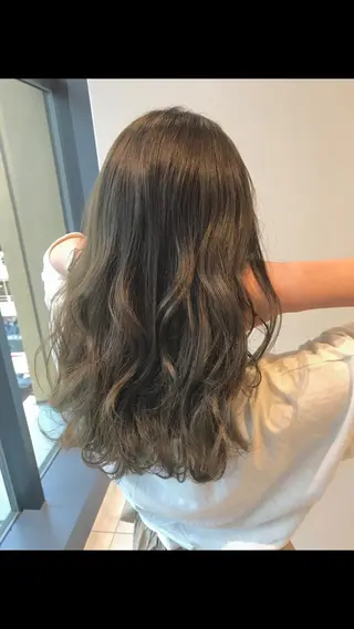 セミロング カラー ブリーチなし 透明感カラー/艶髪のヘアスタイル
