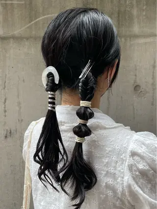 ヘアアレンジ レイヤー/透けカラー アレンジ/篠崎渚彩のヘアスタイル