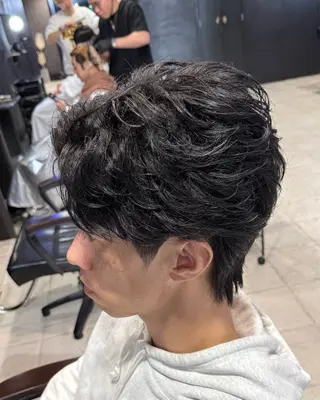 ショート パーマ メンズ 【フェザーパーマ】 【縮毛矯正】鶴田文のヘアスタイル